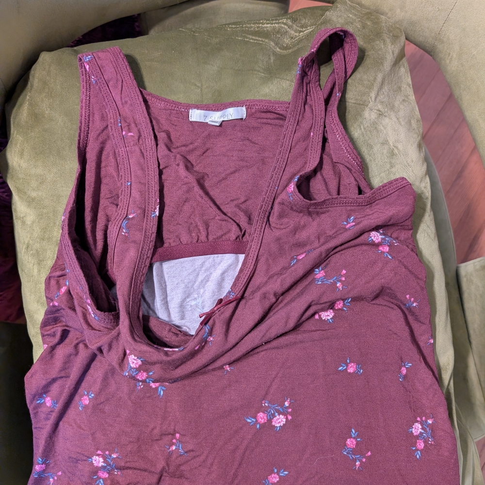 Floral Pajama Set in Burgundy - Picture 3 of 5